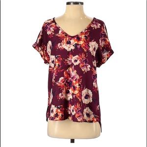 AUW Burgundy Floral Top NWT
